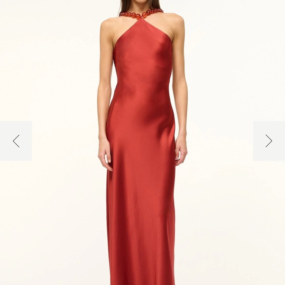 STAUD Cadence Halter Dress Rust